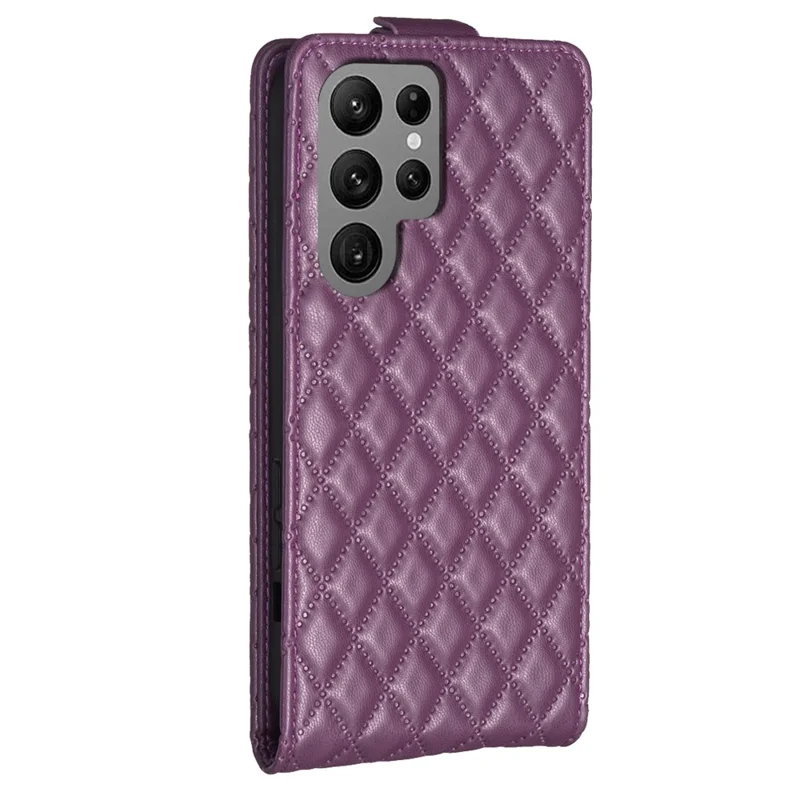 BF30 For Samsung Galaxy S24 Ultra Case Vertical Flip Phone Cover with Card Holder - Dark Purple