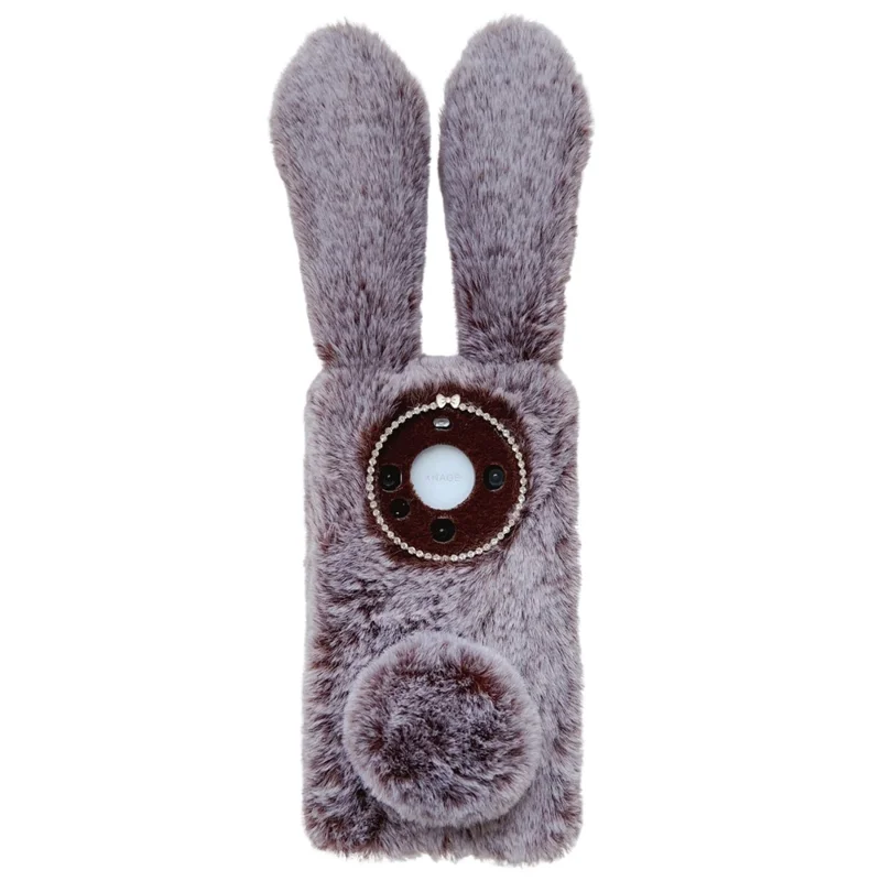 Pour Huawei Mate 60 Case 3D Bunny Ears Soft Furry Winter Warm TPU Téléphone - Brun