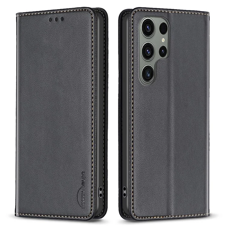 BINFEN COLOR BF18 Для чехла Samsung Galaxy S24 Ultra Держатель для карт Магнитное закрывающее покрытие - Черный