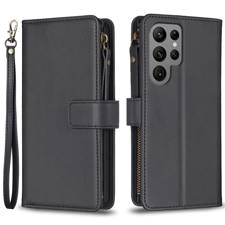 BF Style-19 para Samsung Galaxy S24 Ultra Case Wallet PU Leather Stand Phone Cover - Preto