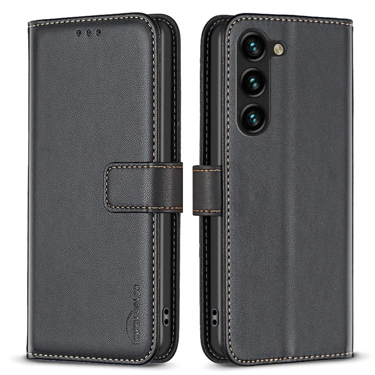 BINFEN COLOR BF17 Pour Samsung Galaxy S25+ / S24+ Coque en cuir PU anti-poussière Étui de téléphone de support - Noir