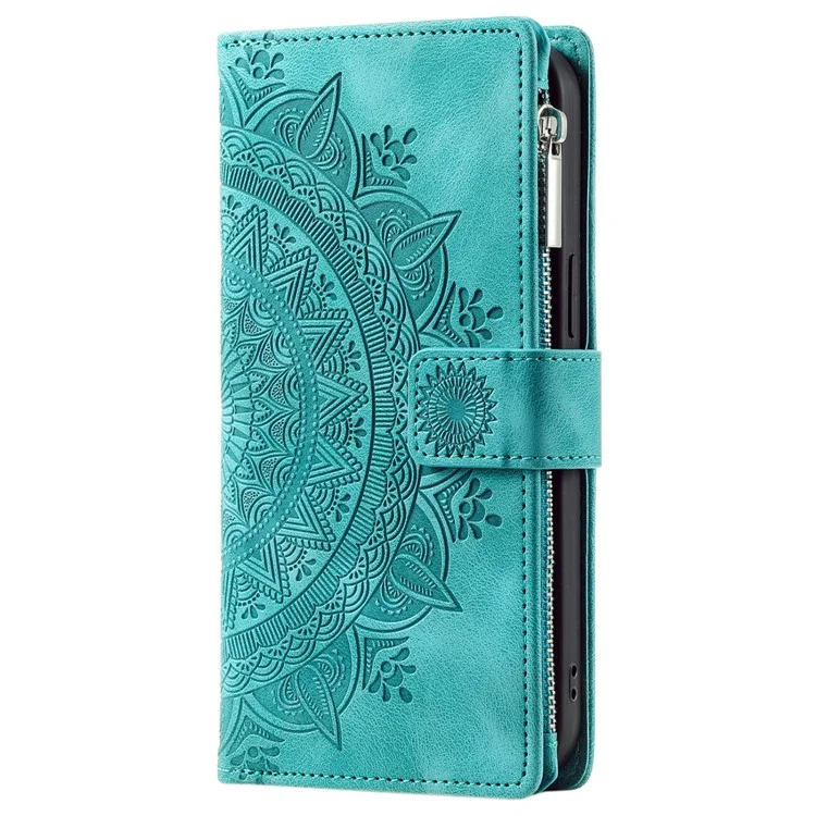 Для Samsung Galaxy S24 Ultra Case Imprinted PU Leather Phone Cover Wallet с ремешком - Зеленый