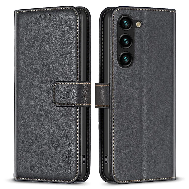 BINFEN COLOR BF17 Чехол-книжка для Samsung Galaxy S25 / S24 с кожаным кошельком и подставкой - черный