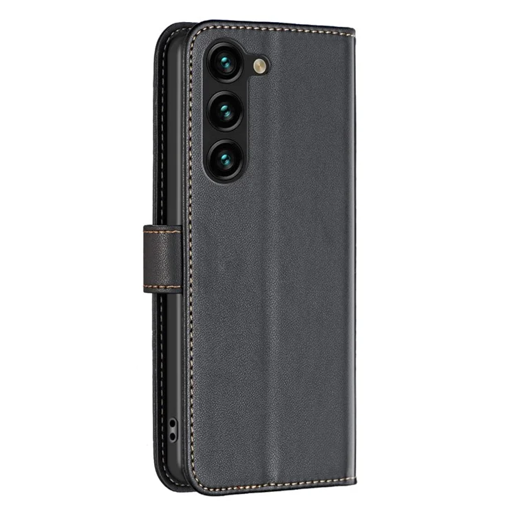 BINFEN COLOR BF17 Чехол-книжка для Samsung Galaxy S25 / S24 с кожаным кошельком и подставкой - черный