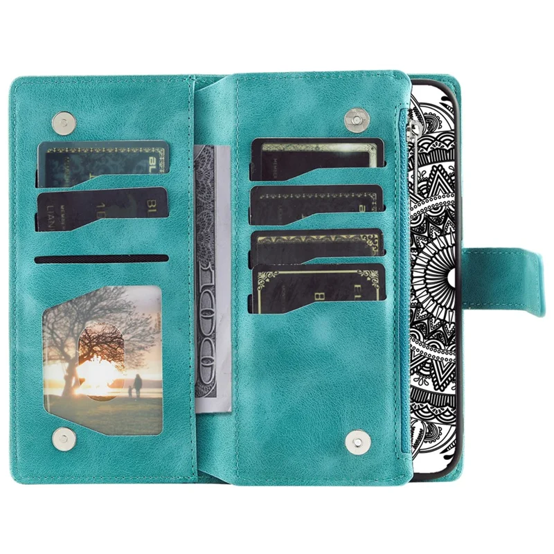Para Samsung Galaxy S24 Case TPU + PU Leather Phone Cover Wallet Imprinted Shell with Strap - Verde