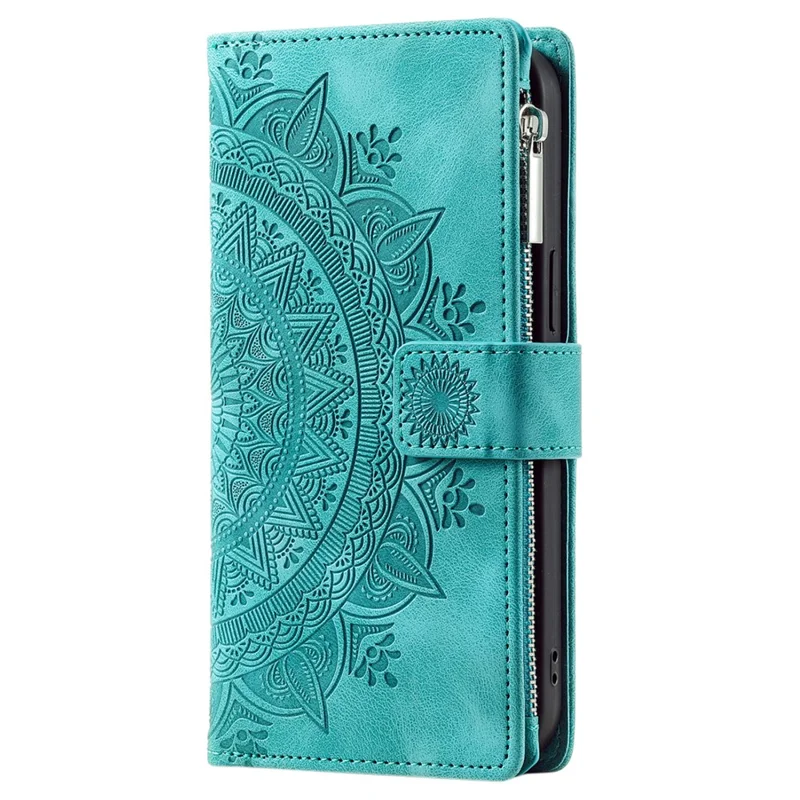Para Samsung Galaxy S24 Case TPU + PU Leather Phone Cover Wallet Imprinted Shell with Strap - Verde