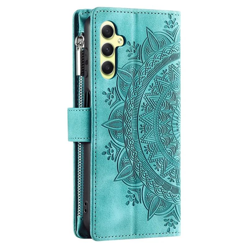 Para Samsung Galaxy S24 Case TPU + PU Leather Phone Cover Wallet Imprinted Shell with Strap - Verde