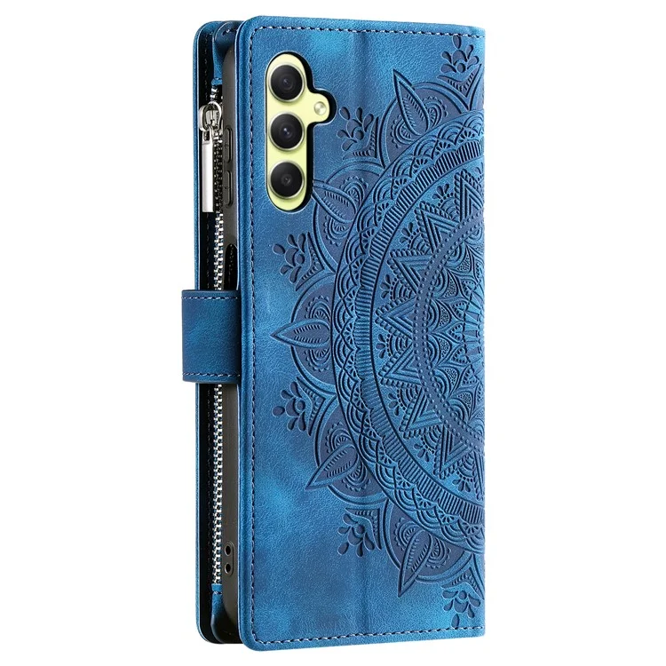 For Samsung Galaxy S24+ Case Mobile Phone Shell Wallet PU Leather Phone Cover with Strap - Blue
