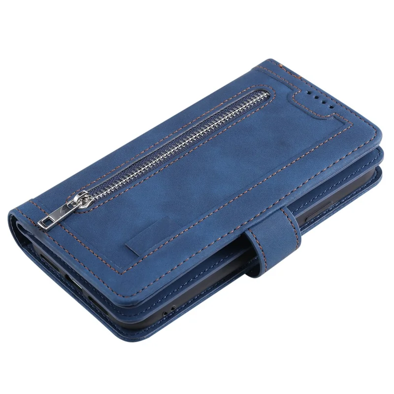 For Samsung Galaxy S24 Ultra Leather Case Wallet Phone Cover with 9 Card Slots - Blue