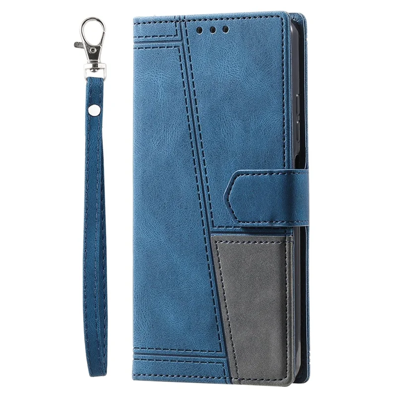 TTUDRCH Style 004 til Samsung Galaxy S24 Læderetui med RFID-blokerende Funktion, Splejsning, Wallet Cover - Blå