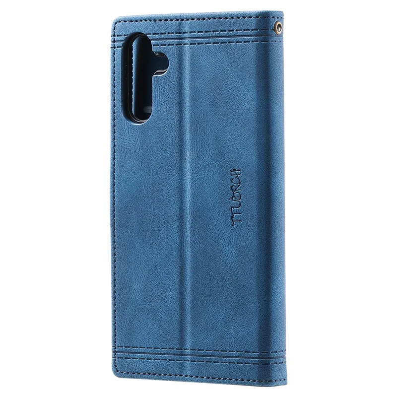 TTUDRCH Style 004 til Samsung Galaxy S24 Læderetui med RFID-blokerende Funktion, Splejsning, Wallet Cover - Blå