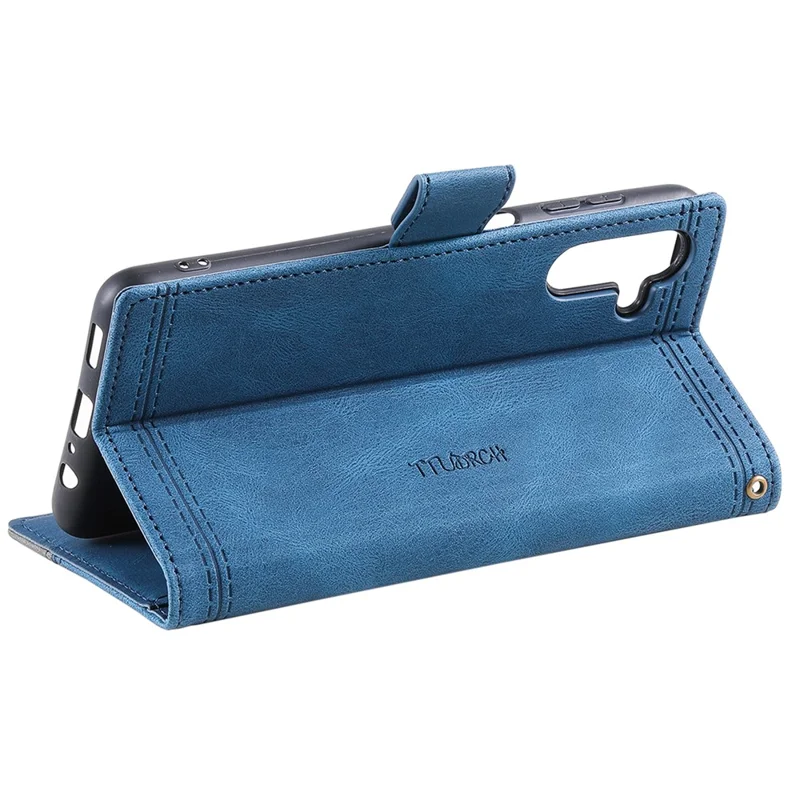 TTUDRCH Style 004 til Samsung Galaxy S24 Læderetui med RFID-blokerende Funktion, Splejsning, Wallet Cover - Blå