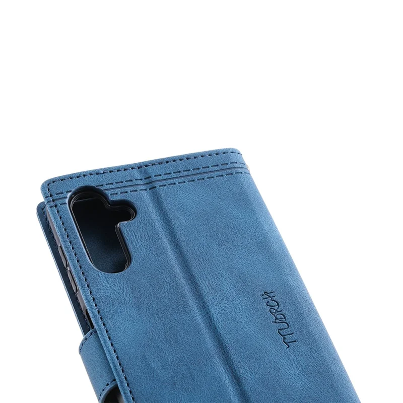 TTUDRCH Style 004 til Samsung Galaxy S24 Læderetui med RFID-blokerende Funktion, Splejsning, Wallet Cover - Blå