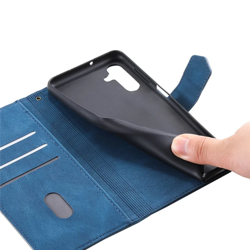 TTUDRCH Style 004 til Samsung Galaxy S24 Læderetui med RFID-blokerende Funktion, Splejsning, Wallet Cover - Blå