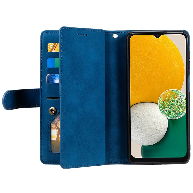 Para Samsung Galaxy S24 Case Carteira Capa de Telefone com 9 Slots de Cartão - Azul