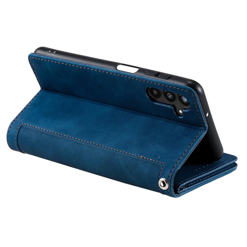 Para Samsung Galaxy S24 Case Carteira Capa de Telefone com 9 Slots de Cartão - Azul