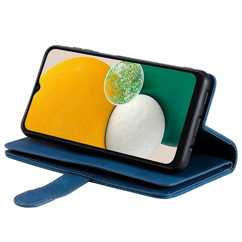 Para Samsung Galaxy S24 Case Carteira Capa de Telefone com 9 Slots de Cartão - Azul