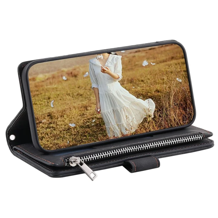 Pour Samsung Galaxy S24 Ultra Étui Poche Zippée Cuir à Motif Losange avec Sangle - Bleu