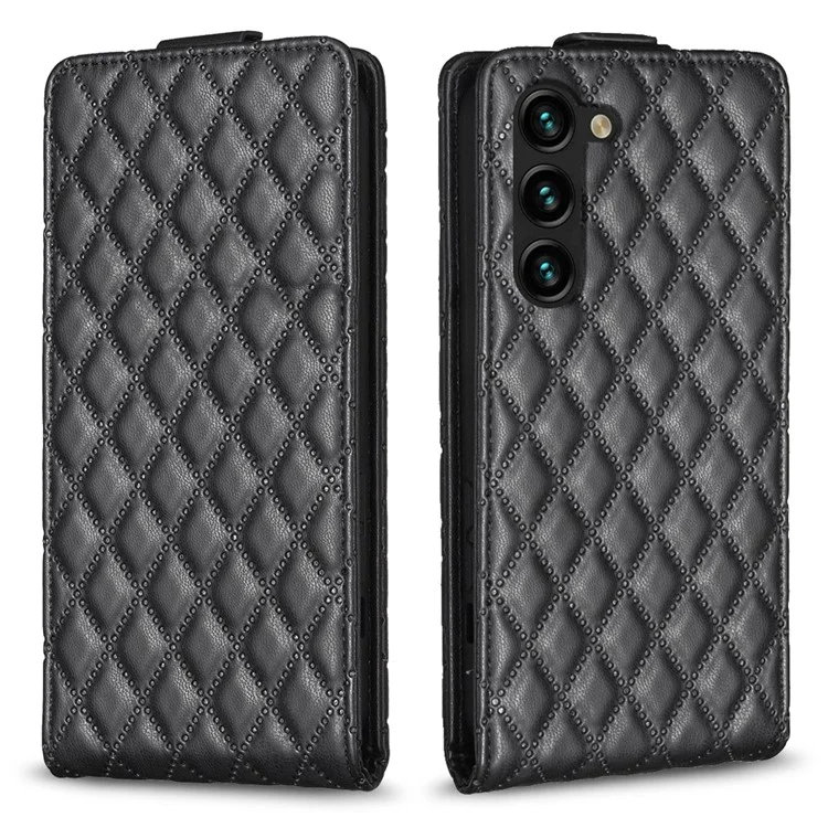 BF30 для Samsung Galaxy S25 / S24 Чехол для мобильного телефона Вертикальный флип-чехол из искусственной кожи с держателем для карт - черный