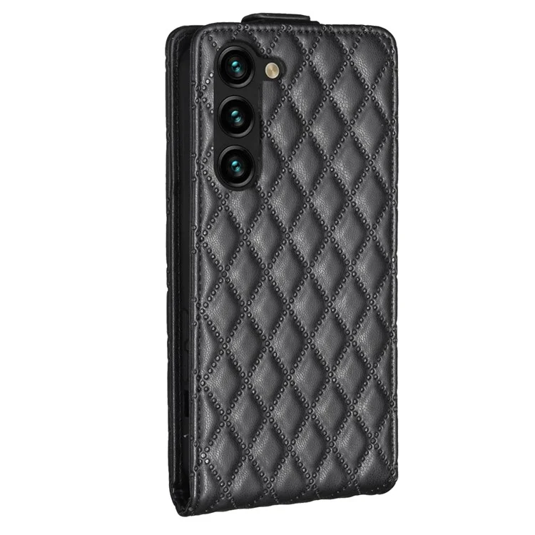BF30 для Samsung Galaxy S25 / S24 Чехол для мобильного телефона Вертикальный флип-чехол из искусственной кожи с держателем для карт - черный