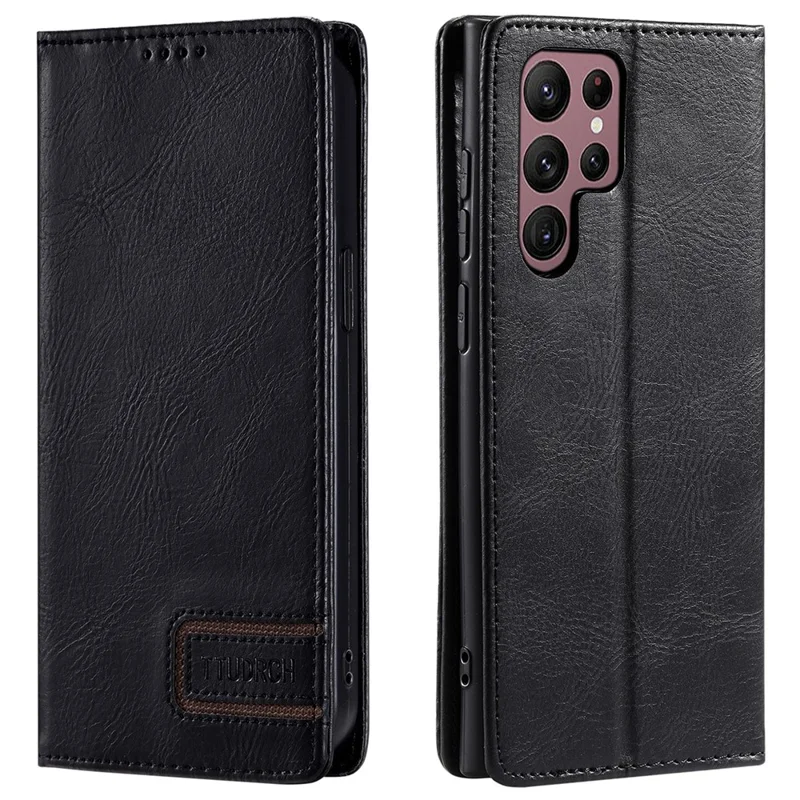 TTUDRCH Style 007 For Samsung Galaxy S24 Ultra Case RFID Blocking Wallet Cover - Black