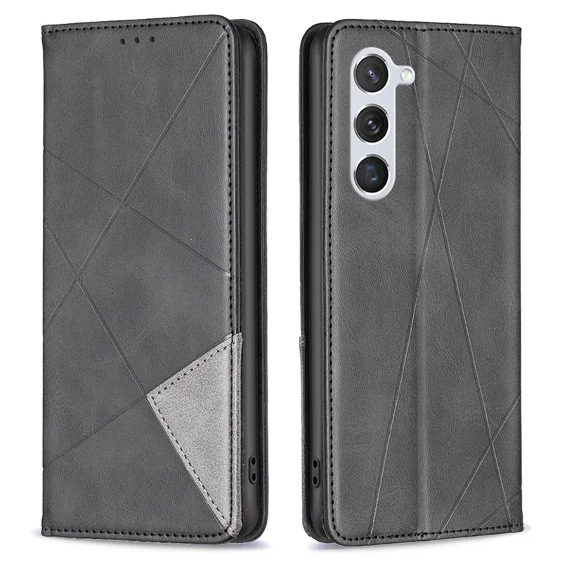 For Samsung Galaxy S25 / S24 Case Magnetic Closing PU Leather Card Slots Phone Cover - Black