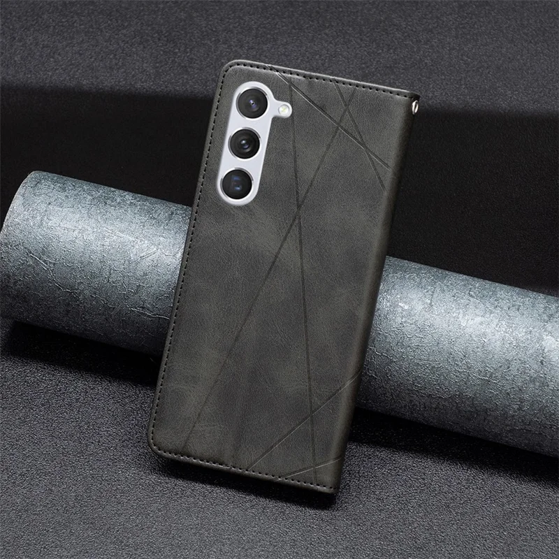 For Samsung Galaxy S25 / S24 Case Magnetic Closing PU Leather Card Slots Phone Cover - Black