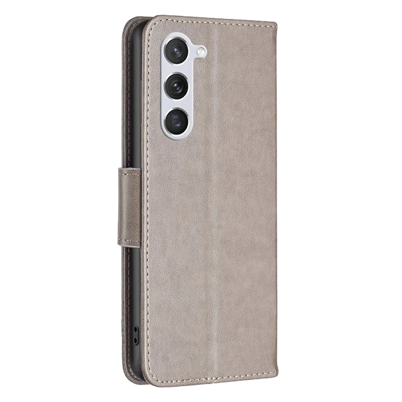 Für Samsung Galaxy S25 / S24 Handyhülle Schmetterling bedruckt PU-Leder Wallet-Case - Grau