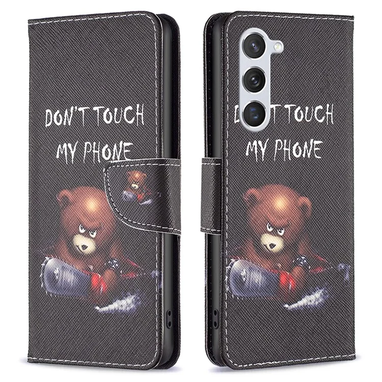Para Samsung Galaxy S25 / S24 Caso PU Leather Pattern Wallet Phone Cover - Bear
