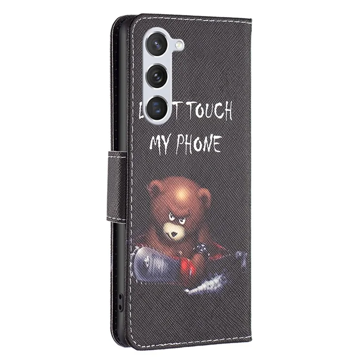 Para Samsung Galaxy S25 / S24 Caso PU Leather Pattern Wallet Phone Cover - Bear