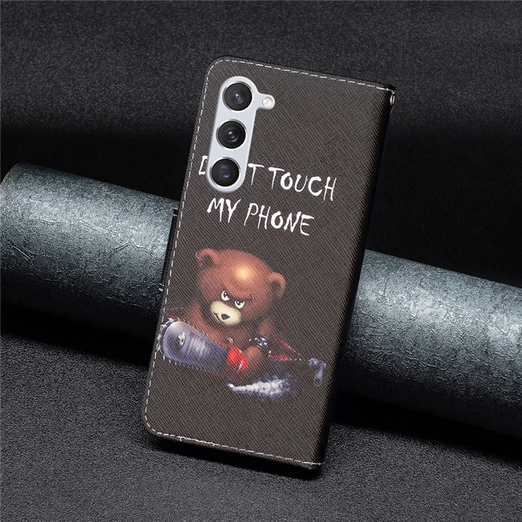 Para Samsung Galaxy S25 / S24 Caso PU Leather Pattern Wallet Phone Cover - Bear
