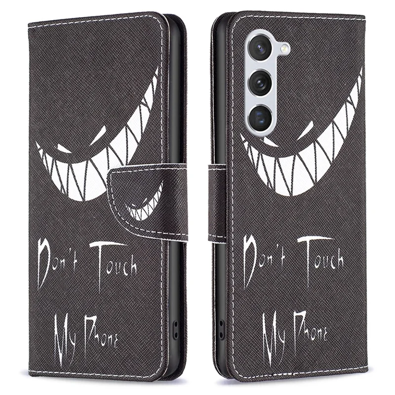 For Samsung Galaxy S25 / S24 Case PU Leather Pattern Wallet Phone Cover - Don't Touch My Phone