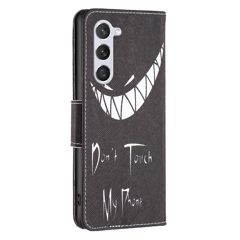For Samsung Galaxy S25 / S24 Case PU Leather Pattern Wallet Phone Cover - Don't Touch My Phone