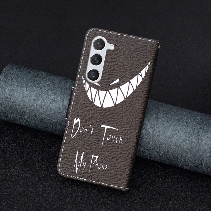 For Samsung Galaxy S25 / S24 Case PU Leather Pattern Wallet Phone Cover - Don't Touch My Phone