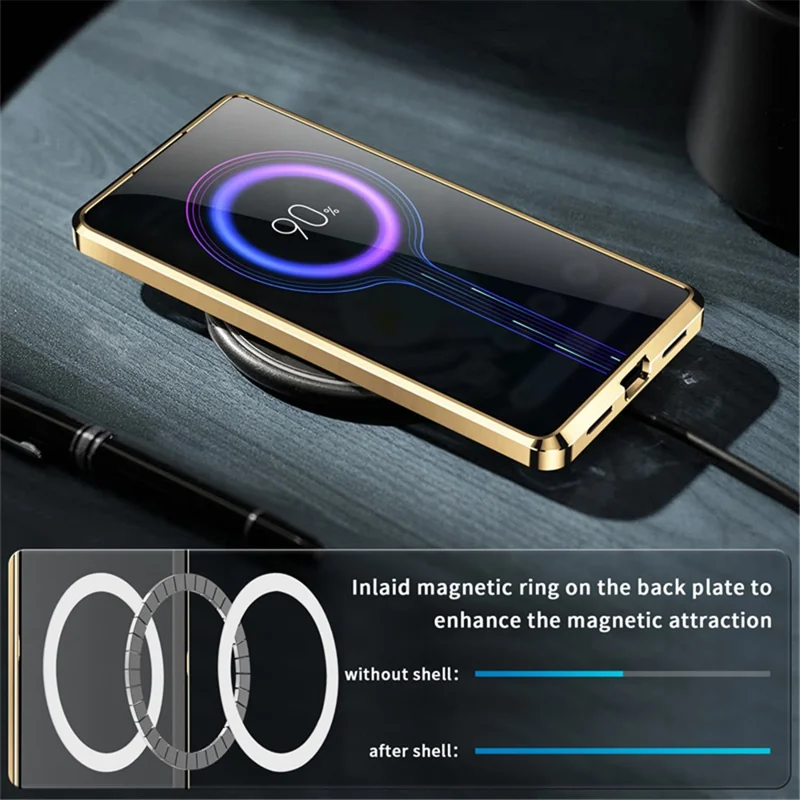 For Google Pixel 8 Pro Case Lens Protection Matte Phone Cover Magnetic Case - Gold
