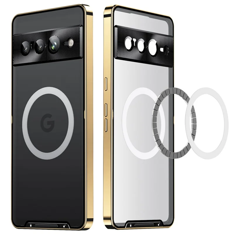 For Google Pixel 8 Pro Case Lens Protection Matte Phone Cover Magnetic Case - Gold
