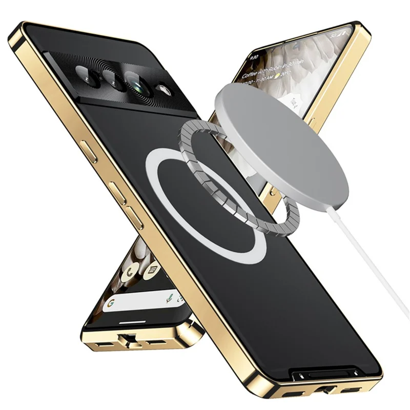 For Google Pixel 8 Pro Case Lens Protection Matte Phone Cover Magnetic Case - Gold