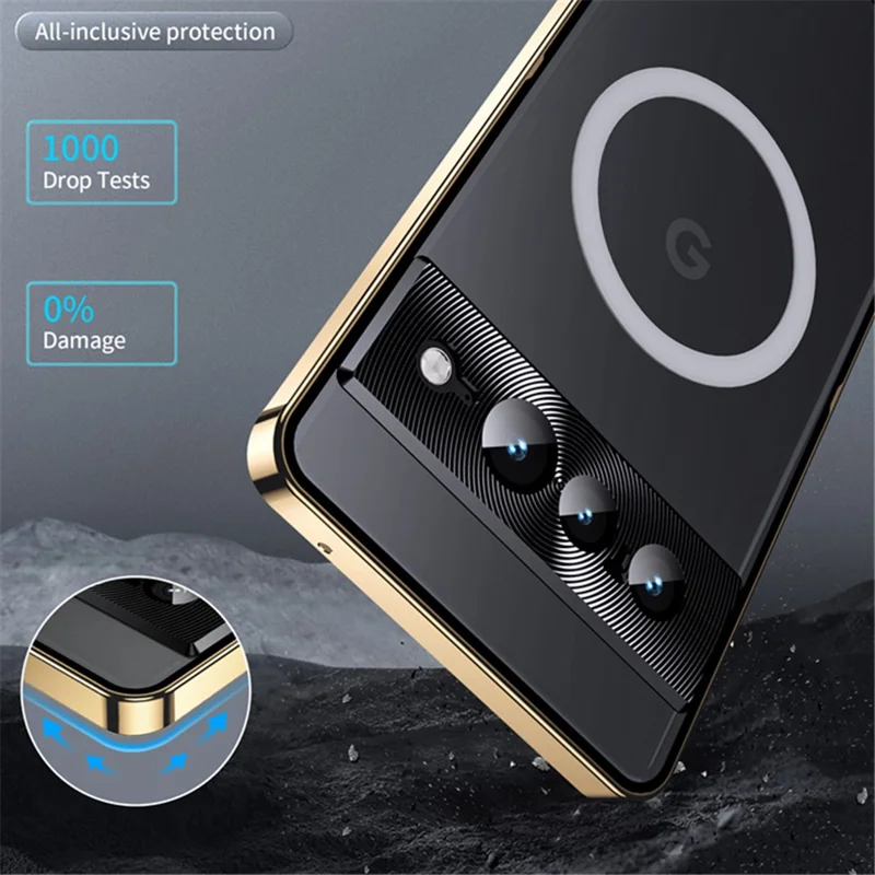 For Google Pixel 8 Pro Case Lens Protection Matte Phone Cover Magnetic Case - Gold