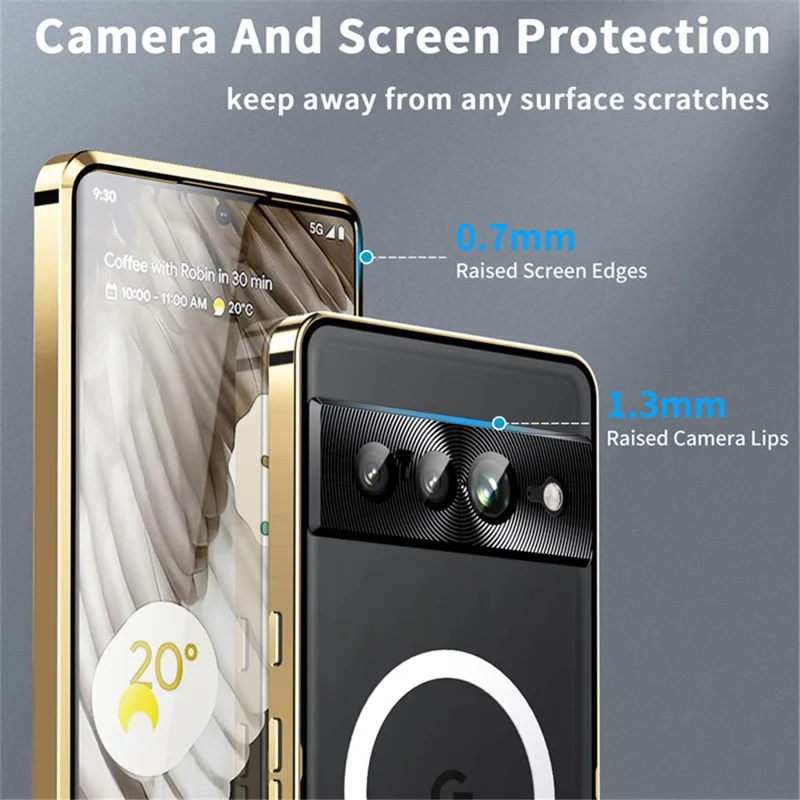 For Google Pixel 8 Pro Case Lens Protection Matte Phone Cover Magnetic Case - Gold