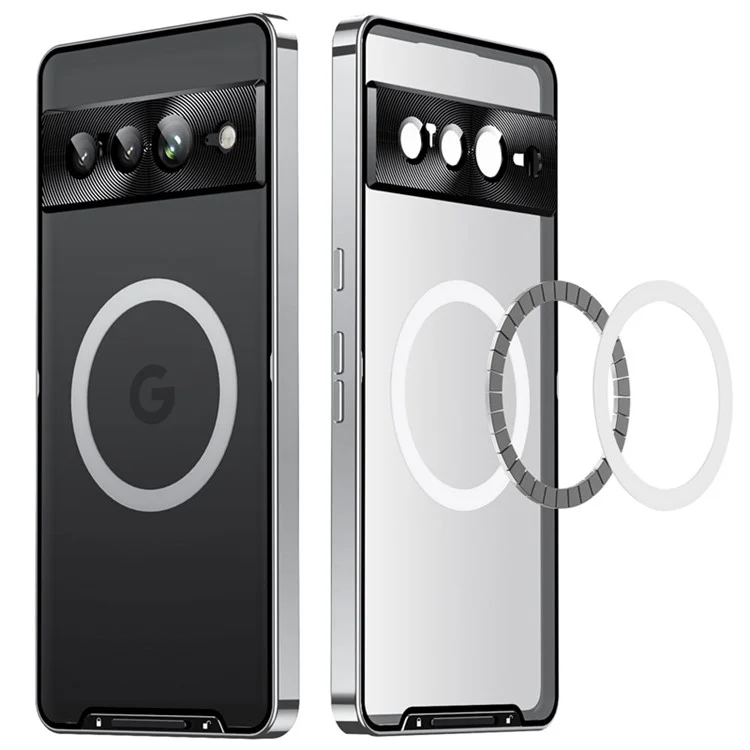 For Google Pixel 8 Pro Case Lens Protection Matte Phone Cover Compatible with MagSafe - Silver