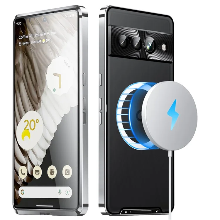 For Google Pixel 8 Pro Case Lens Protection Matte Phone Cover Compatible with MagSafe - Silver