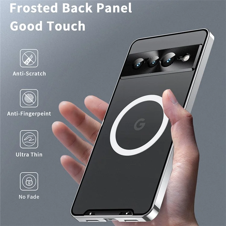 For Google Pixel 8 Pro Case Lens Protection Matte Phone Cover Compatible with MagSafe - Silver