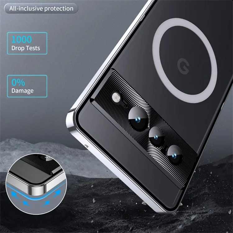 For Google Pixel 8 Pro Case Lens Protection Matte Phone Cover Compatible with MagSafe - Silver