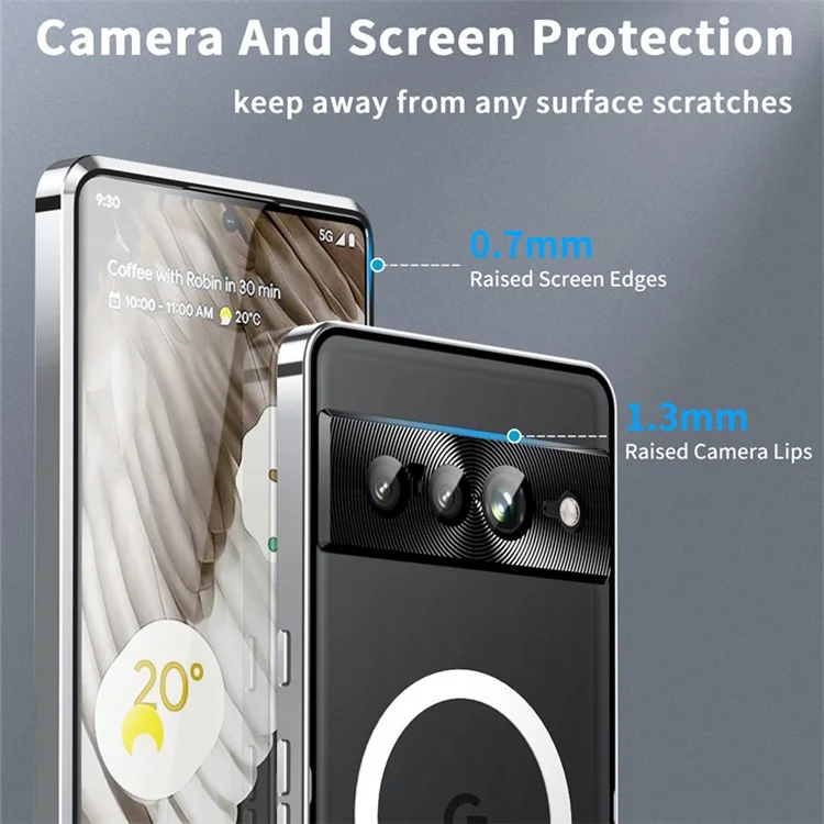 For Google Pixel 8 Pro Case Lens Protection Matte Phone Cover Compatible with MagSafe - Silver