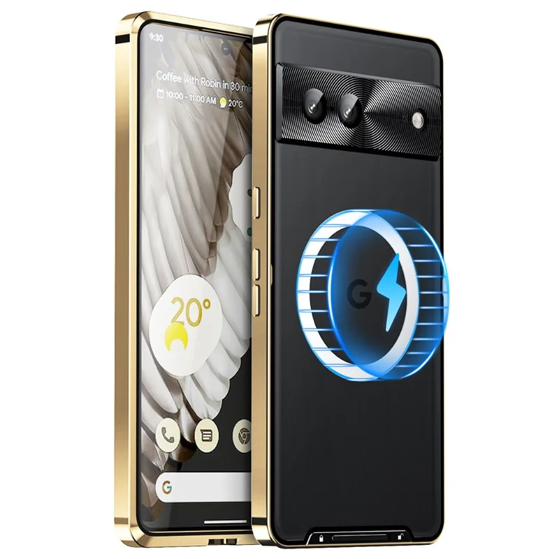 For Google Pixel 8 Case Metal Frame Magnetic Cover Magnetic Case - Gold