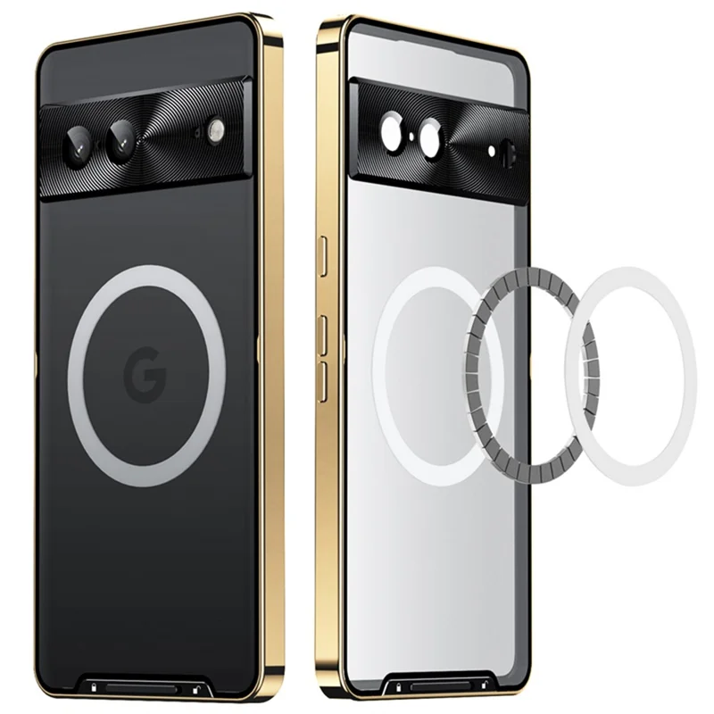 For Google Pixel 8 Case Metal Frame Magnetic Cover Magnetic Case - Gold