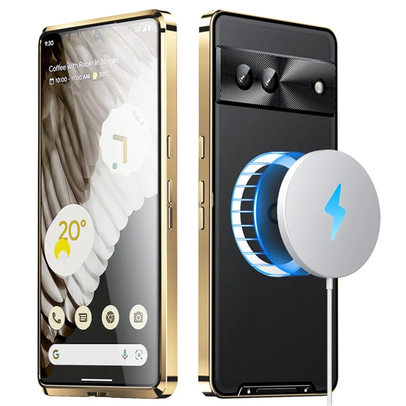 For Google Pixel 8 Case Metal Frame Magnetic Cover Magnetic Case - Gold
