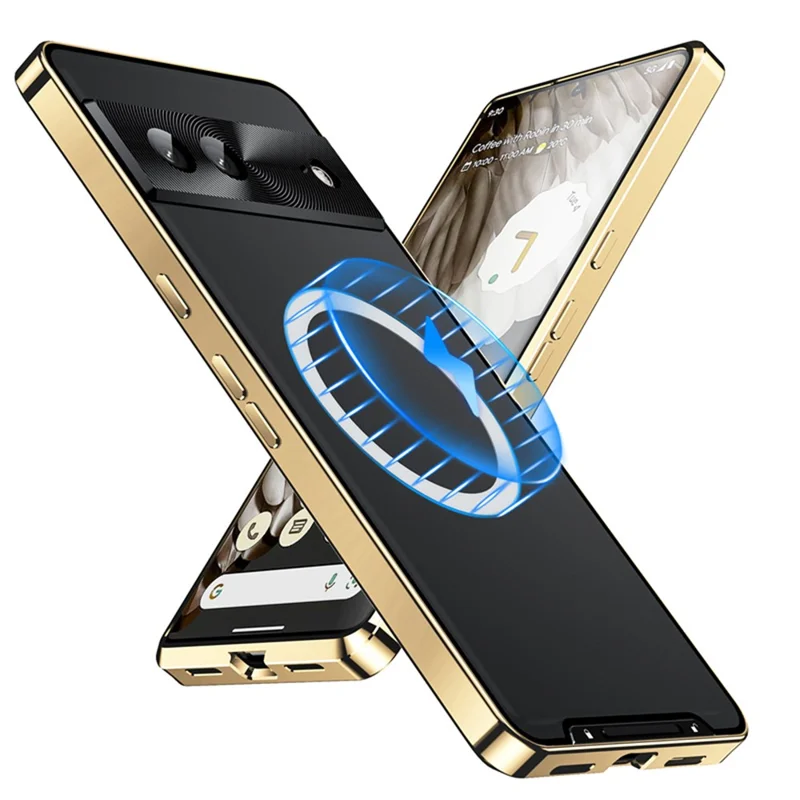 For Google Pixel 8 Case Metal Frame Magnetic Cover Magnetic Case - Gold
