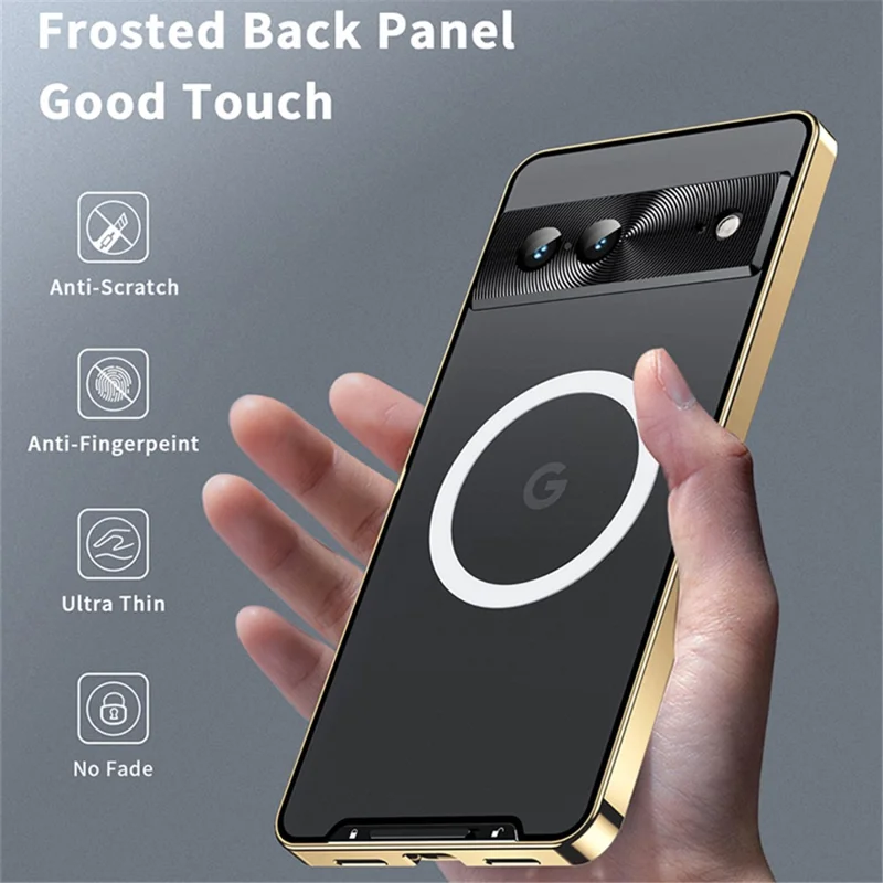 For Google Pixel 8 Case Metal Frame Magnetic Cover Magnetic Case - Gold