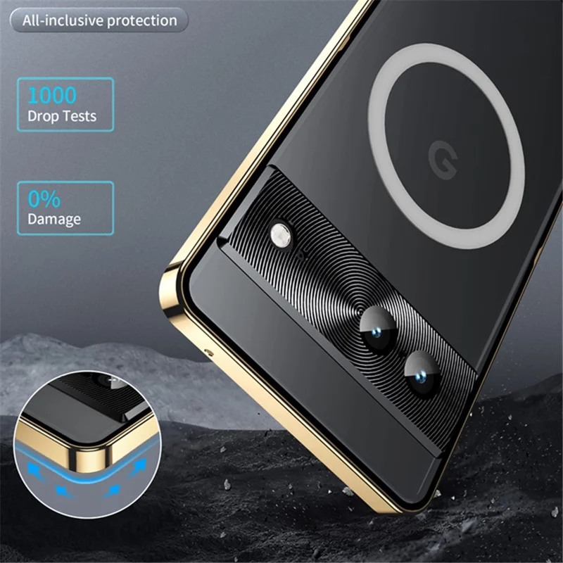 For Google Pixel 8 Case Metal Frame Magnetic Cover Magnetic Case - Gold